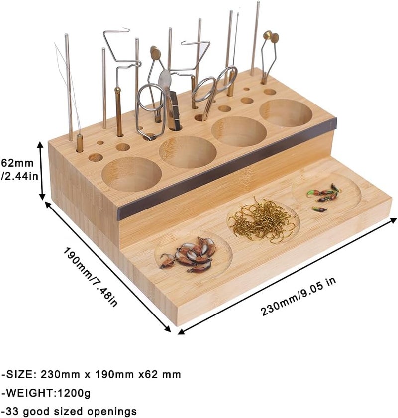 Raprance Wooden Fly Tying Fishing Kit Organizer Fly Tying Tool Caddy Desktop Storage Rack - Image 3